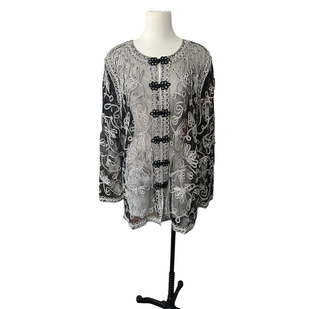 Princess Cruise Black Evening Cardigan Sheer Lightweight XL/2XL Whimsigoth Art